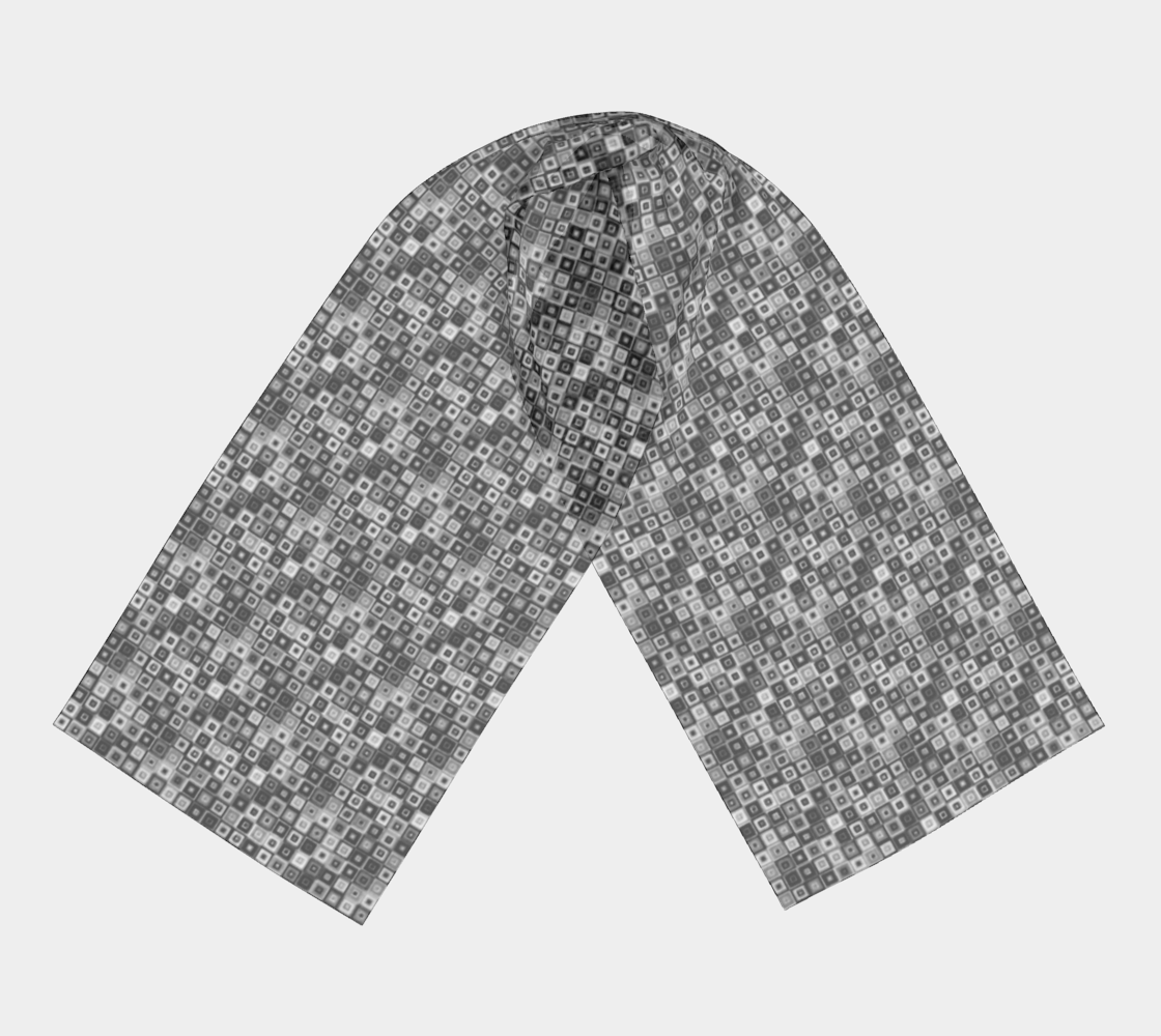 Black and white silk scarf in modern squares graphic needlepoint design
