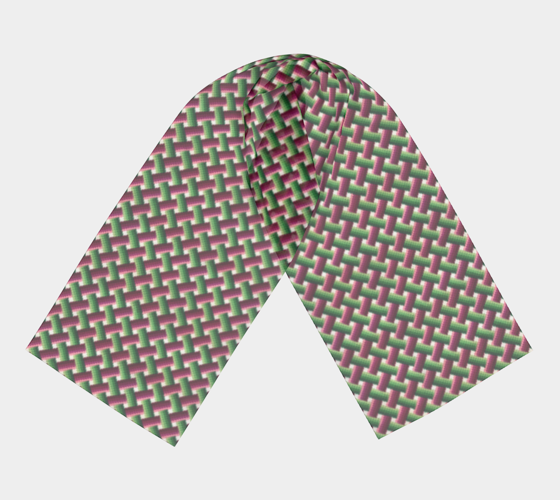 Designer silk scarf for women in basket weave needlepoint design pink, magenta, green and white
