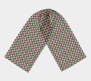Designer silk scarf for women in basket weave needlepoint design pink, magenta, green and white