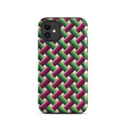 Basketweave case for iPhone 11 in beautiful greens and pink magenta