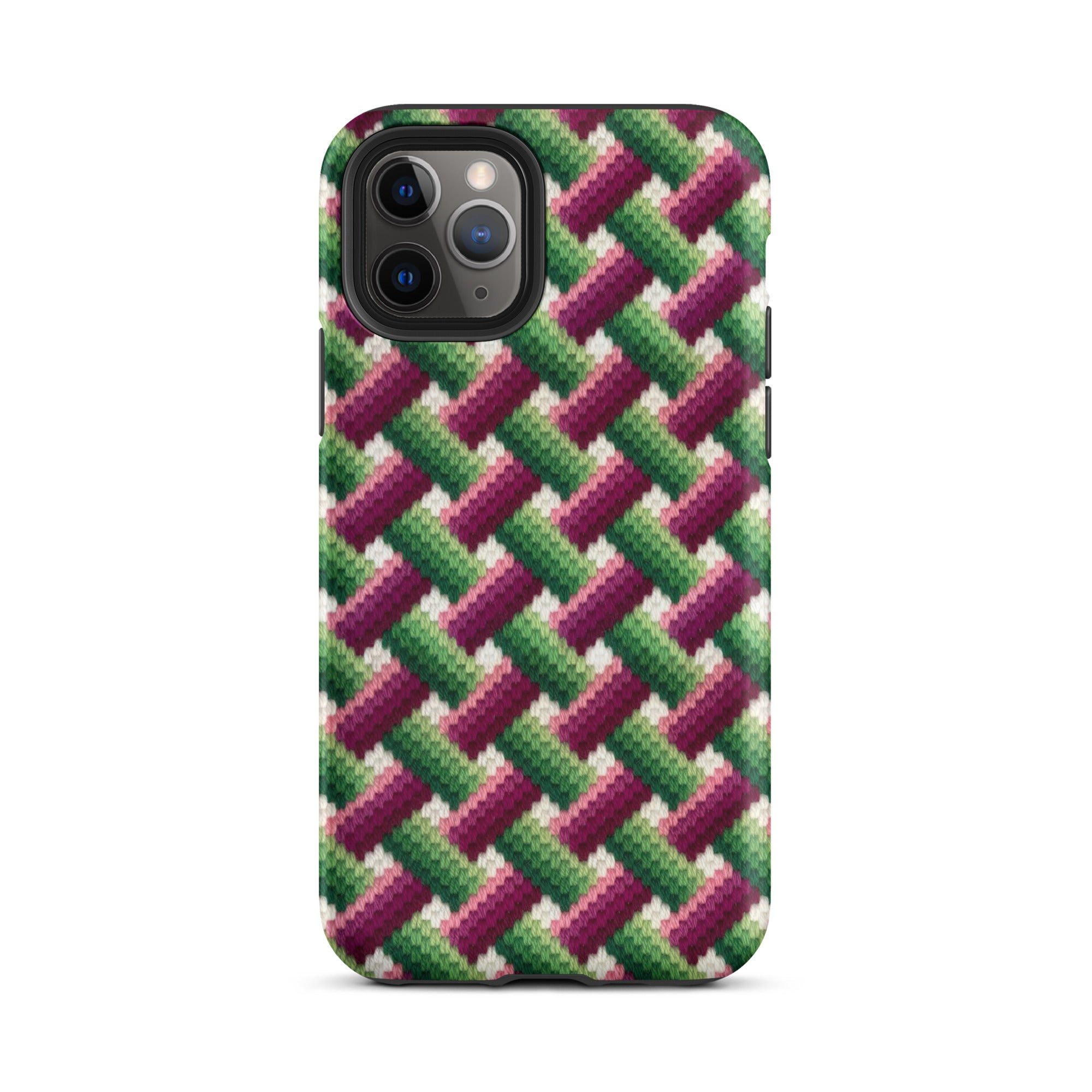 Basketweave Pink and Green case for  iPhone 11 Pro