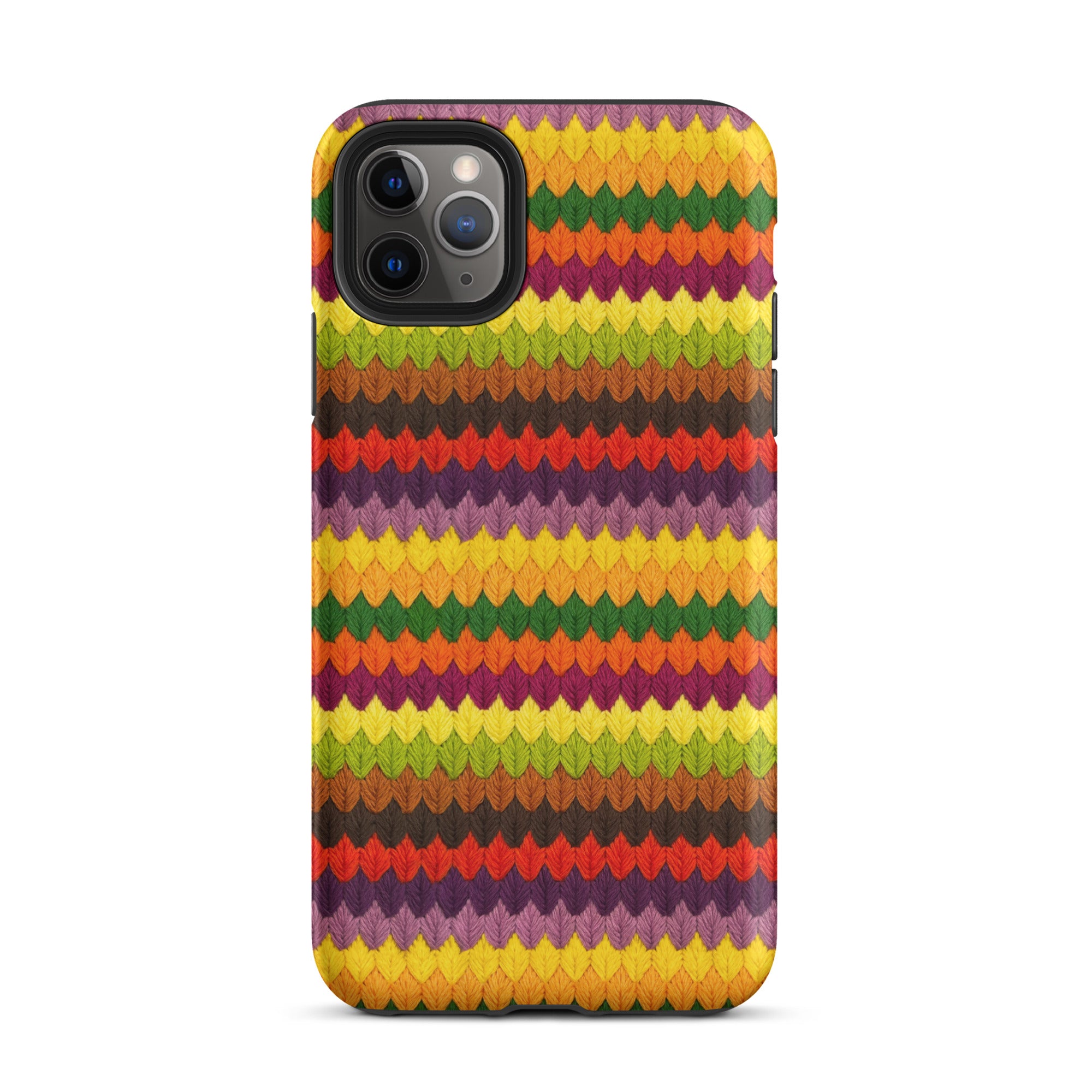 Fall themed iPhone 11 Pro Max phone case warm colors stripe