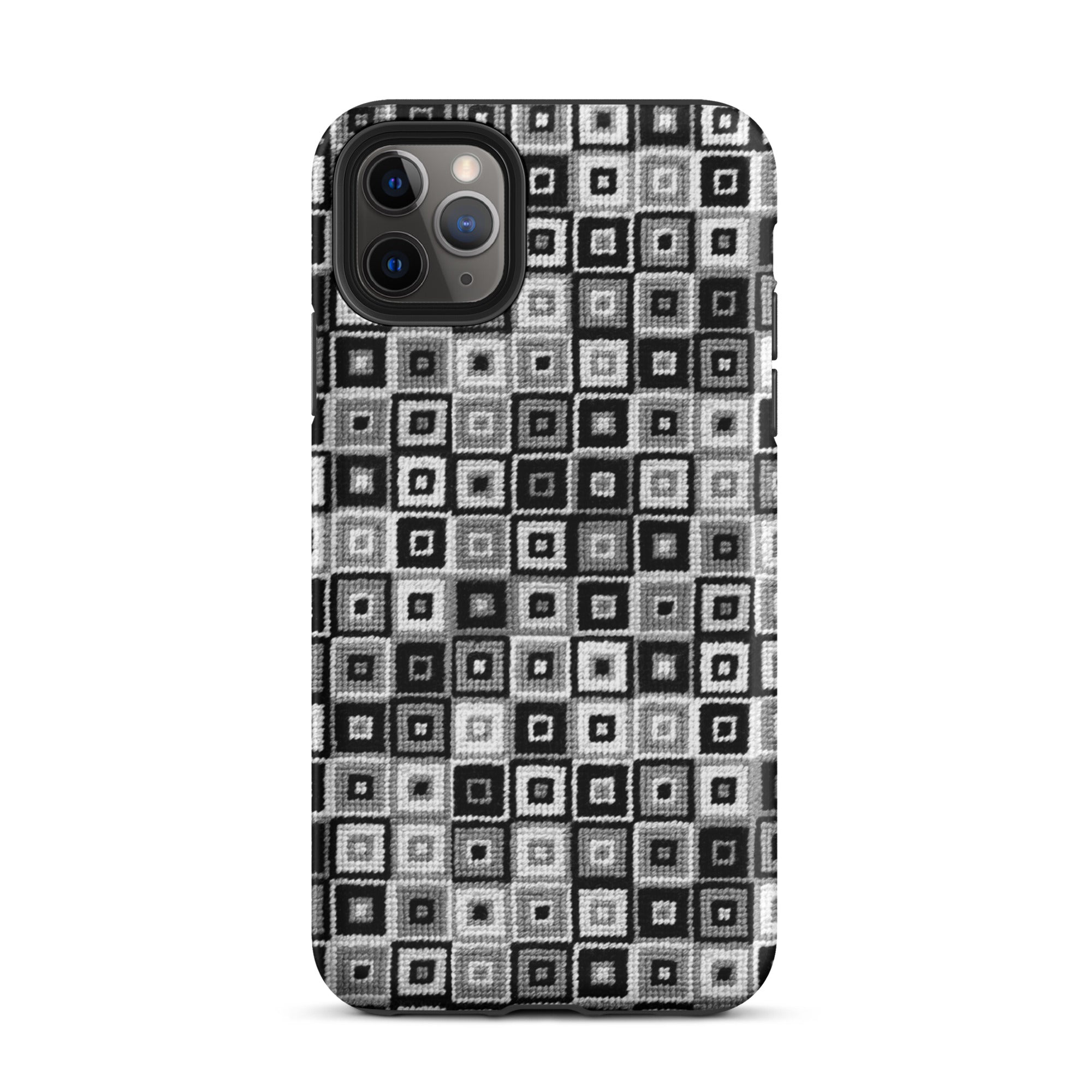Geometric modern phone case in black and white for iPhone 11 Pro Max