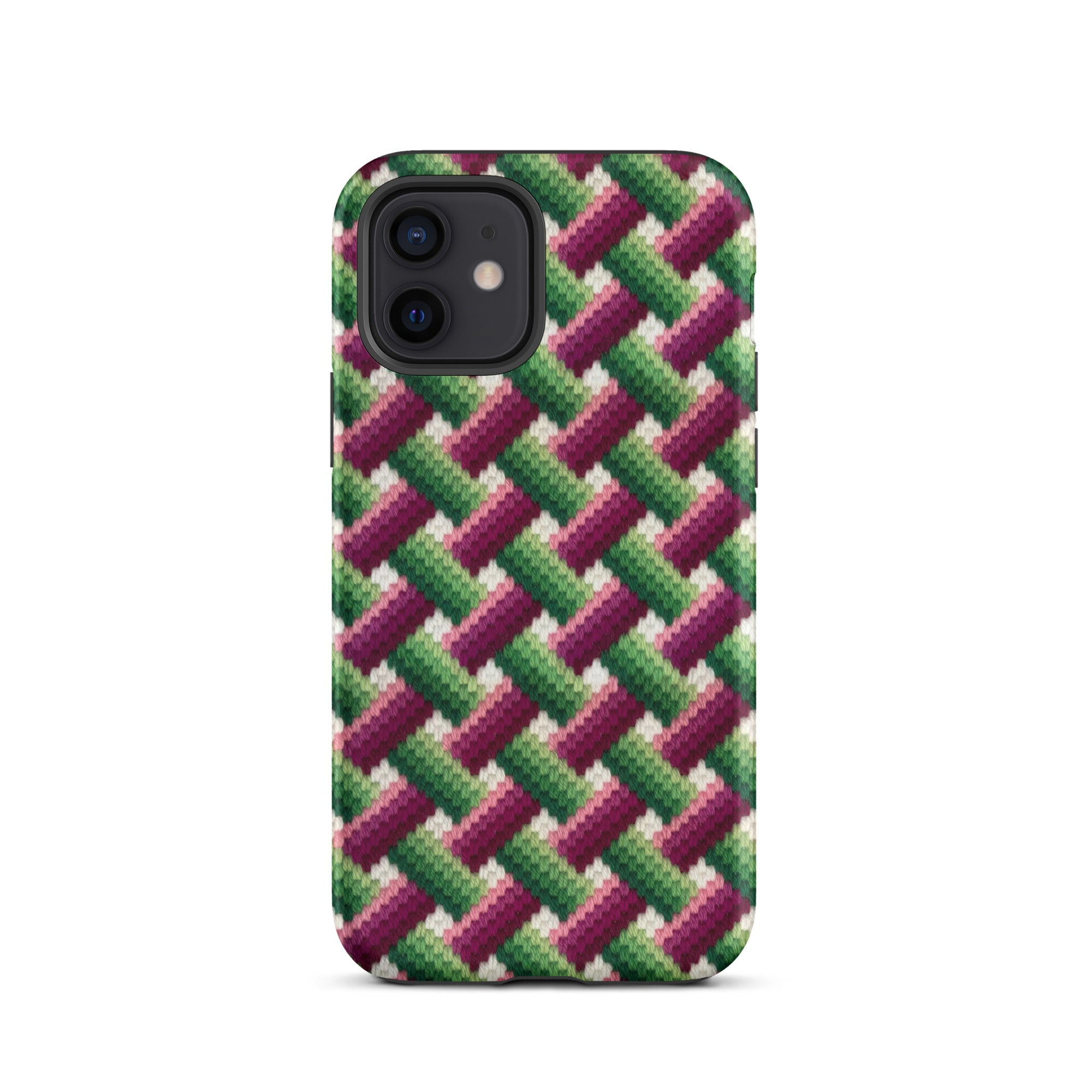 iPhone 12 case in colorful geometric Bargello pattern