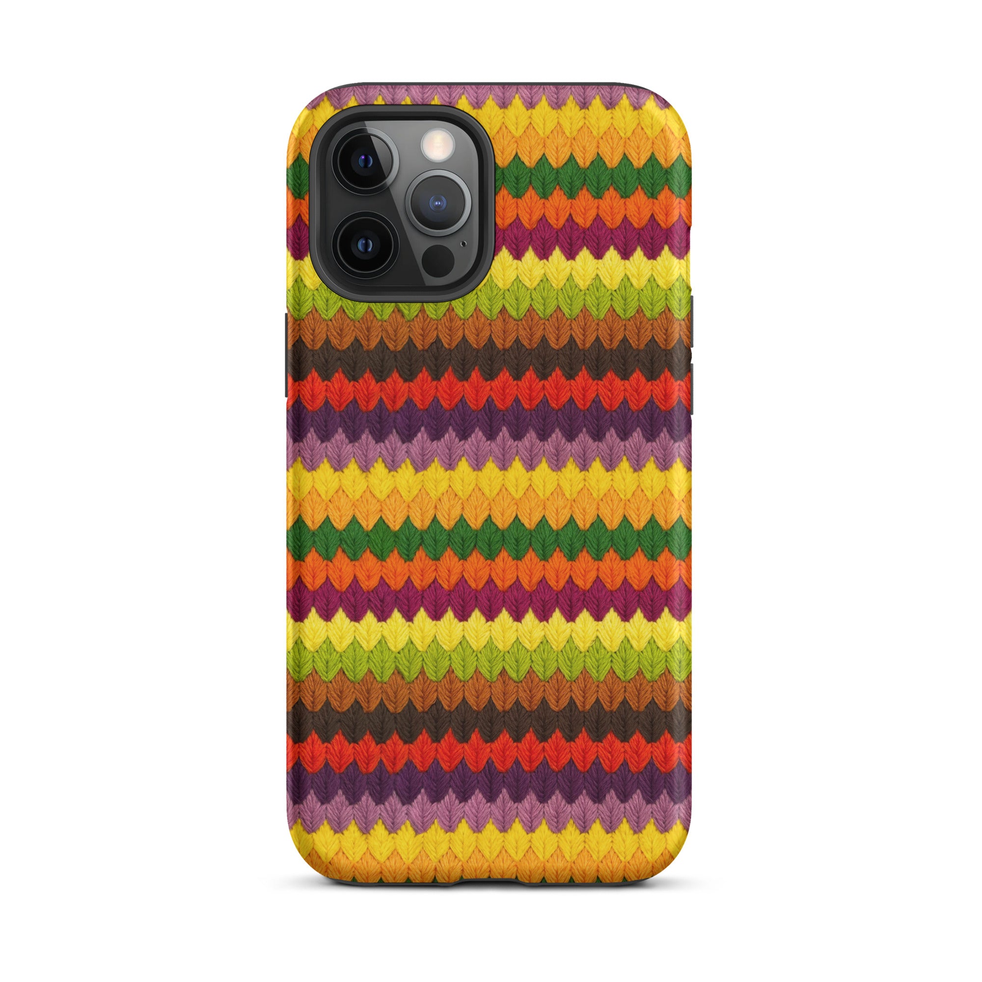 Colorful stripe fall leaves iPhone 12 Pro Max phone case