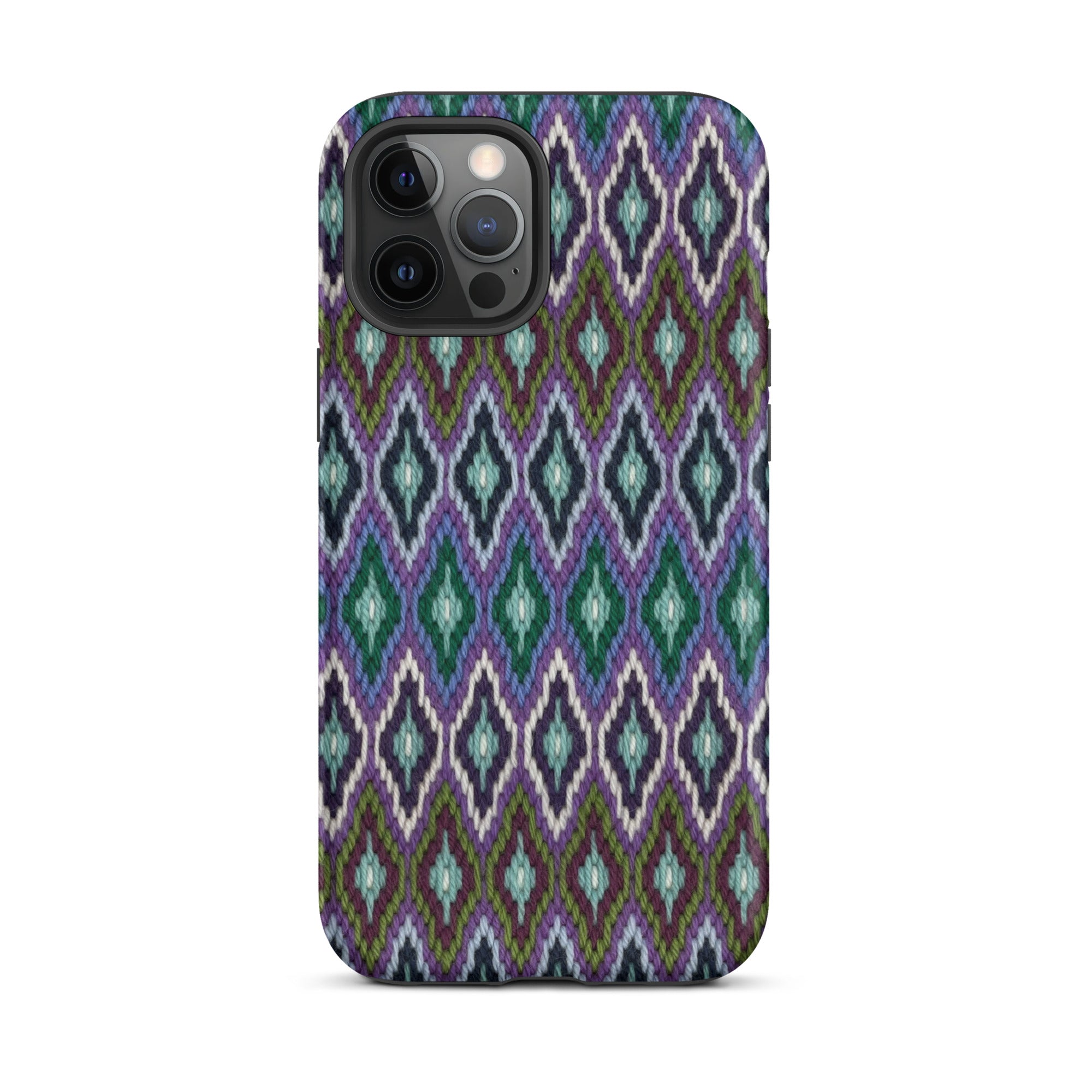 Bargello diamonds iPhone 12 Pro Max eye-catching phone case in cool colors