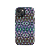 Bargello diamonds eye-catching iPhone 14 case in colorful yarns look