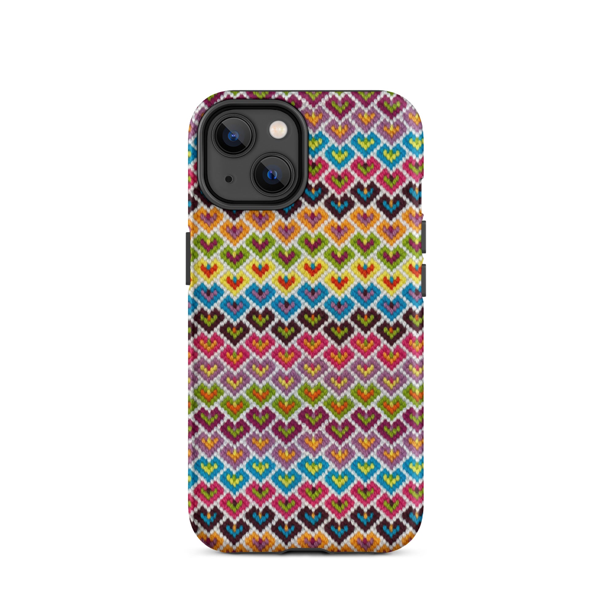 heart needlepoint iPhone 14 case