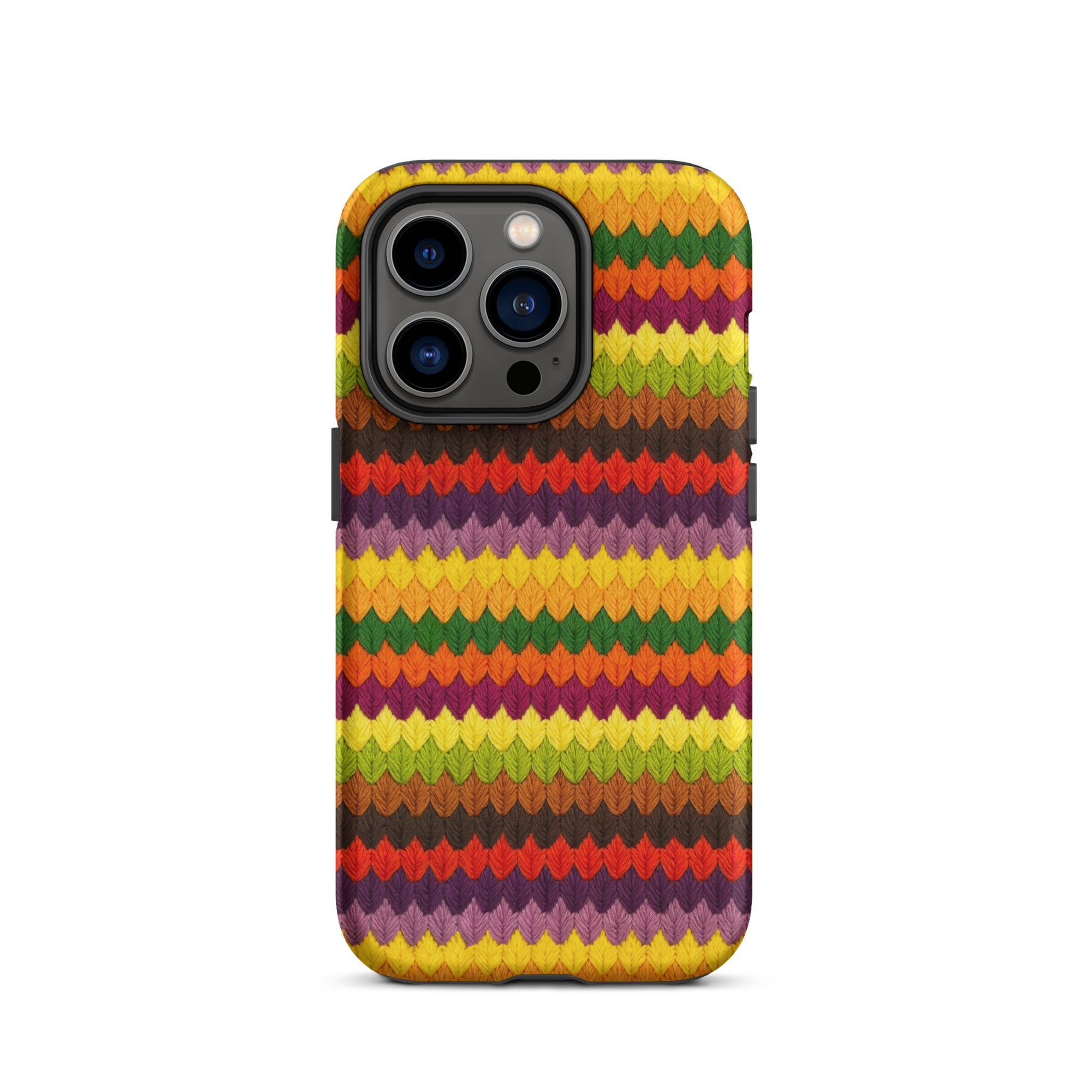 iPhone Pro phone case in beautiful stitched-look autumn leaves design