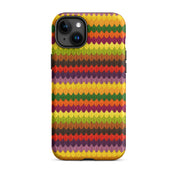 Fall themed phone case for iPhone 15 Plus colorful leaf stripe