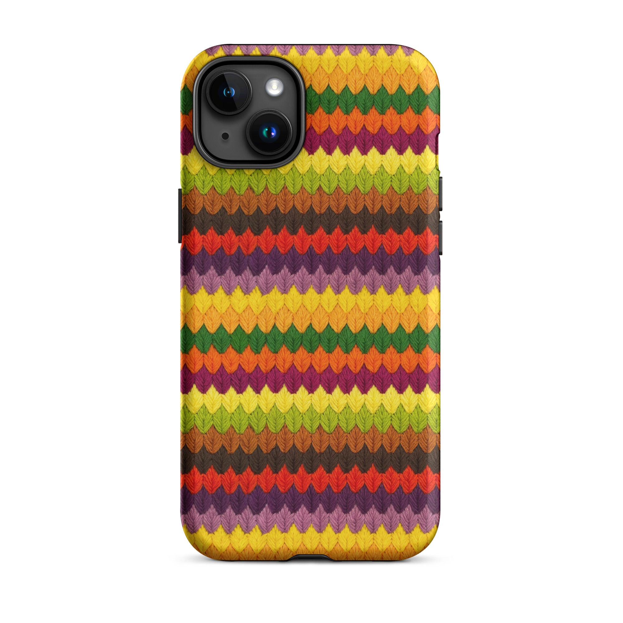 Fall themed phone case for iPhone 15 Plus colorful leaf stripe