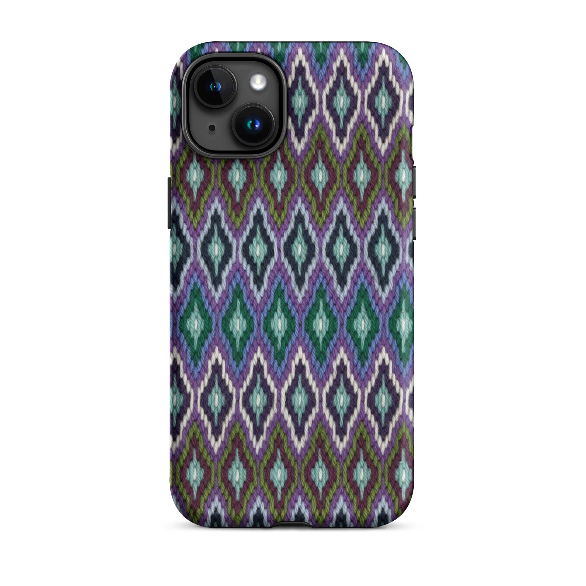 iPhone 15 Plus case In eye catching  Bargello diamonds pattern