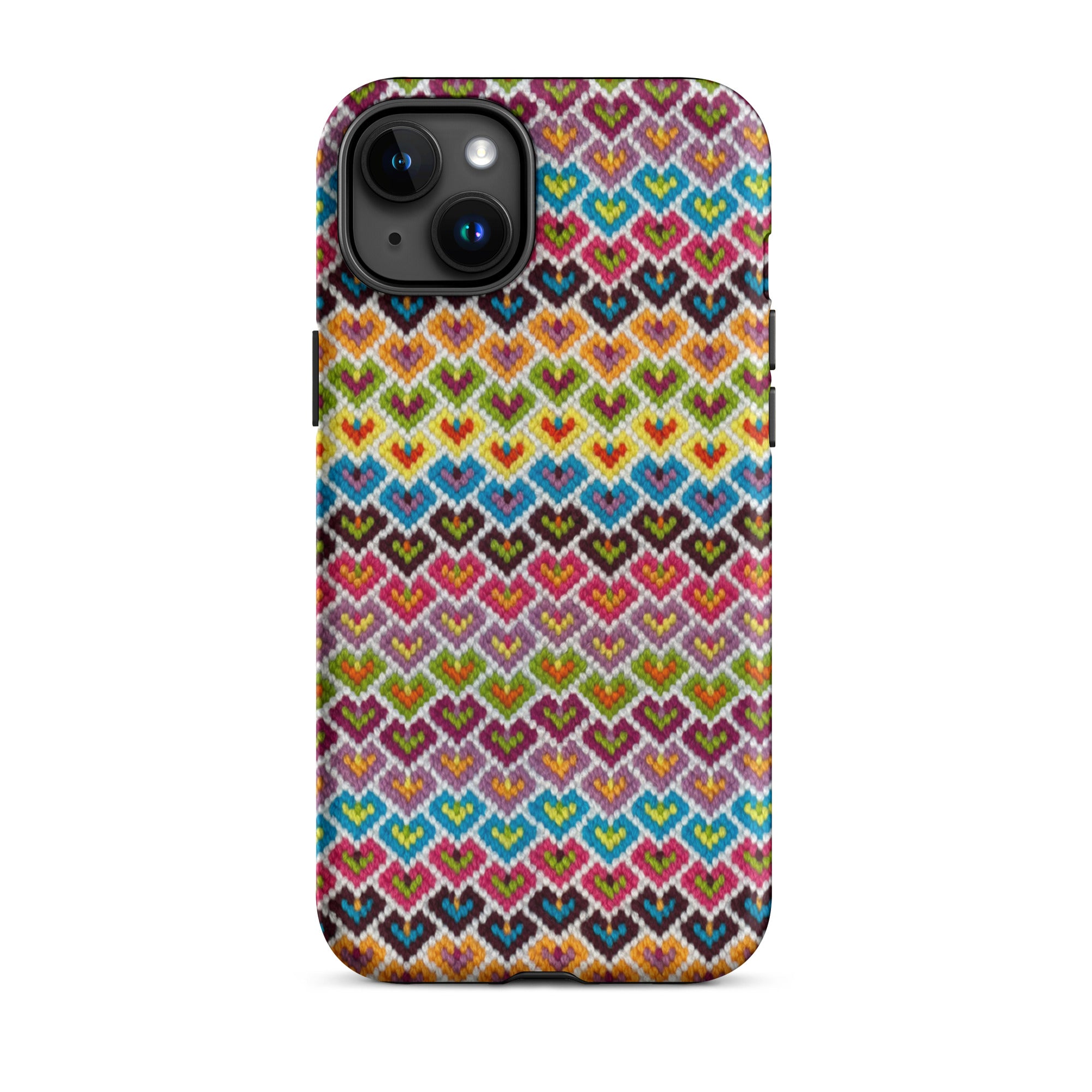 valentine stitched hearts phone case for iPhone 15 Plus