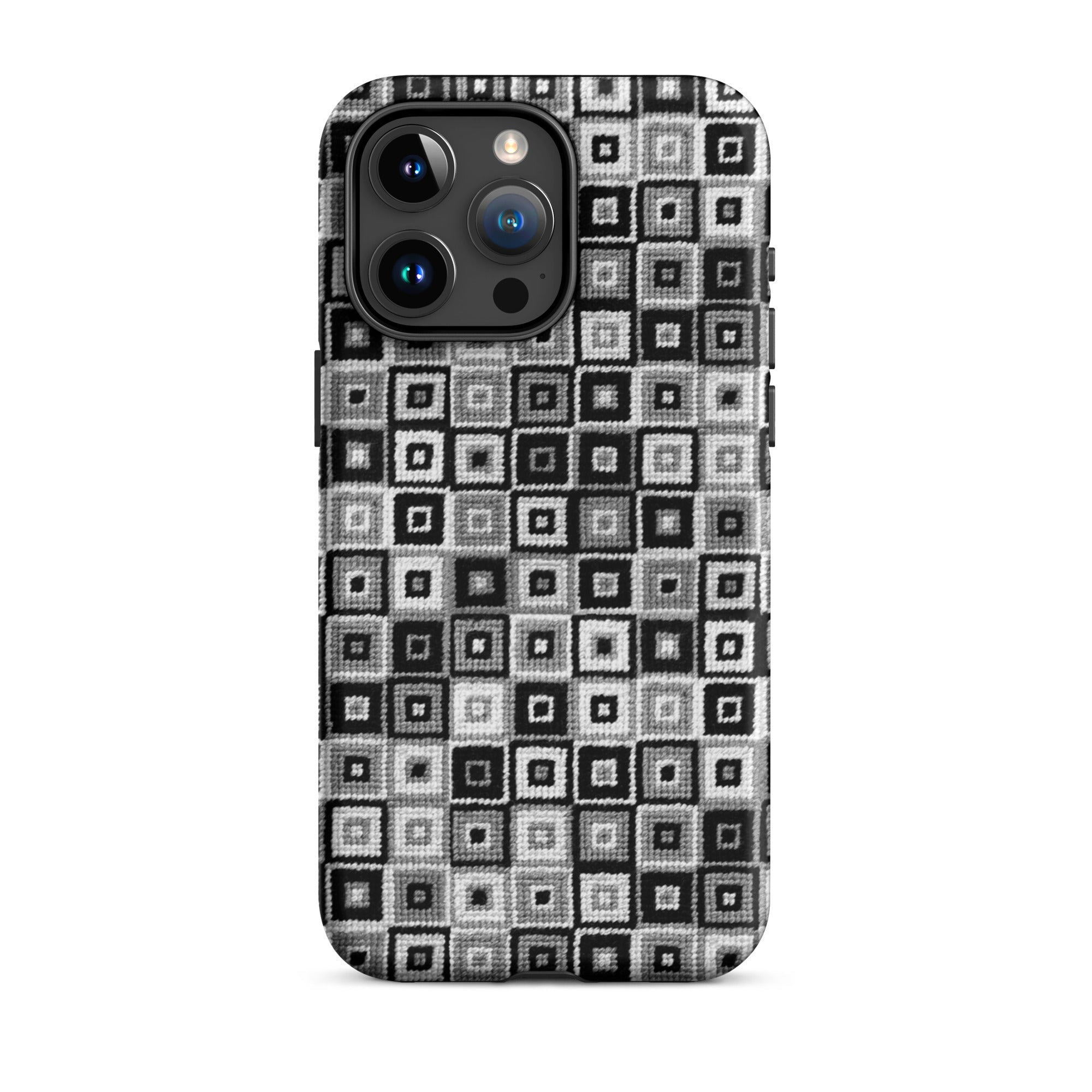 Geometric iPhone Pro Max case in black and white
