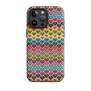 hearts phone case for iPhone 15 Pro Max in rainbow colors