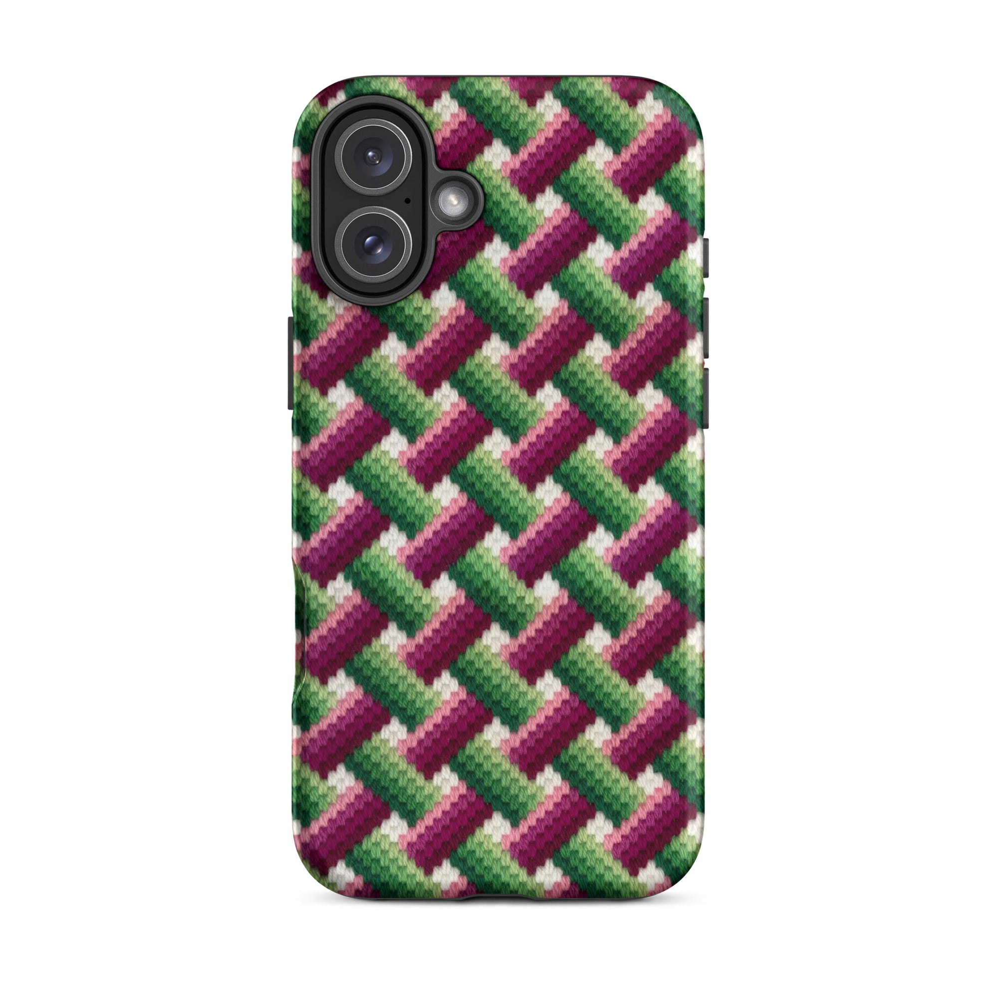 iPhone 16 Plus phone case in basket weave stitched-look