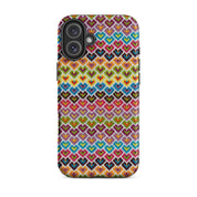 Needlepoint hearts patterned phone case for iPhone 16 Plus