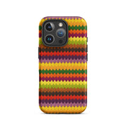 Colorful fall pattern phone case for iPhone 16 Pro leaves stripe embroidery
