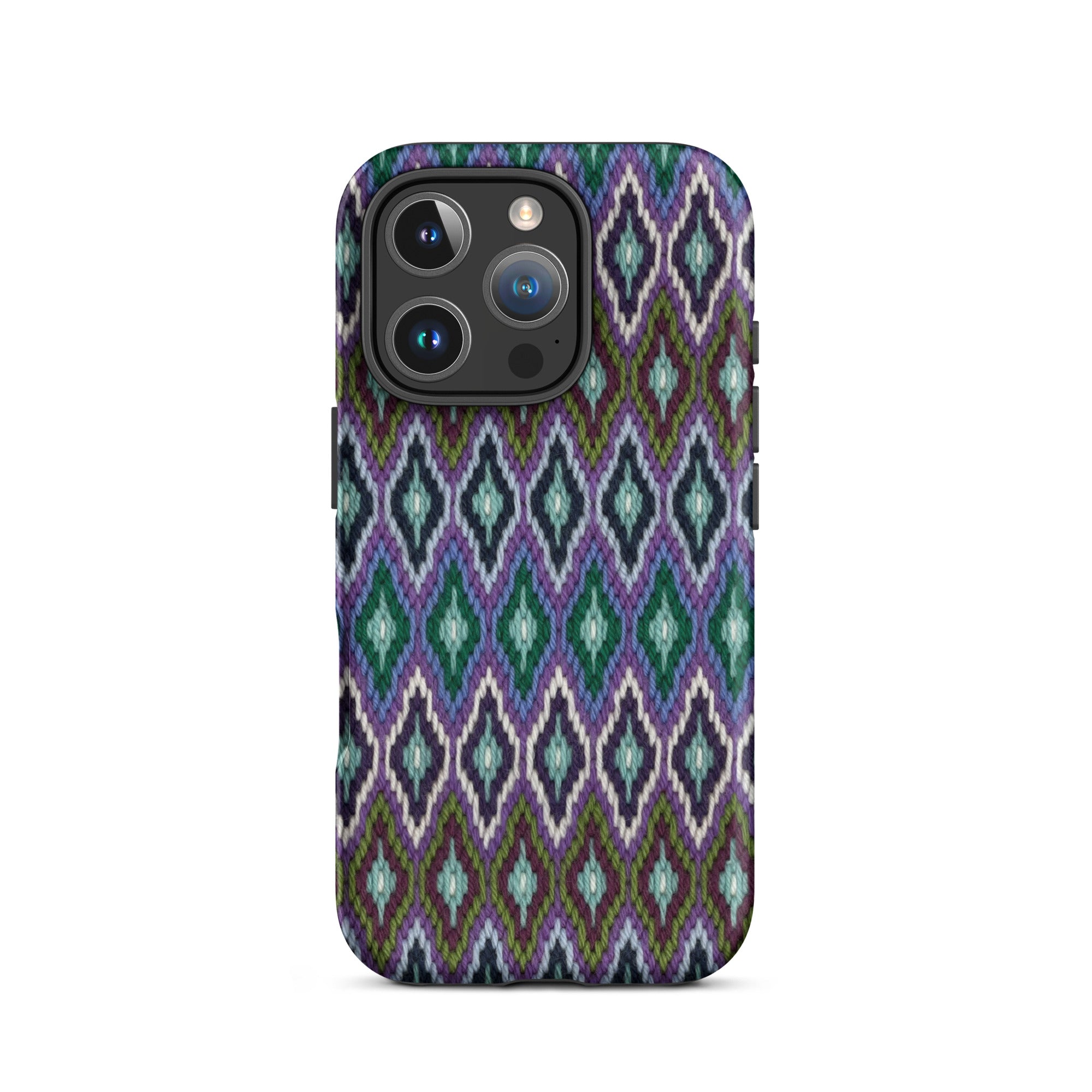 Multicolor Bargello needlepoint iPhone 16 Pro phone case 