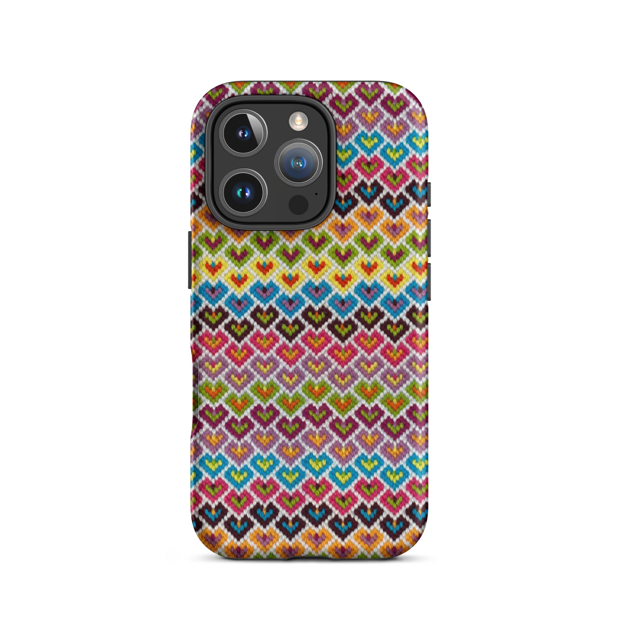 Stitched hearts stripe phone case by Kathy Barlow for iPhone 16 Pro