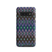 Pretty case for Samsung Galaxy s10 phone printed with Bargello needlepoint look  pattern in blue, purple and green