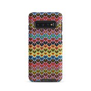 Stitched look heart design phone case for Samsung Galaxy s10 in multicolor