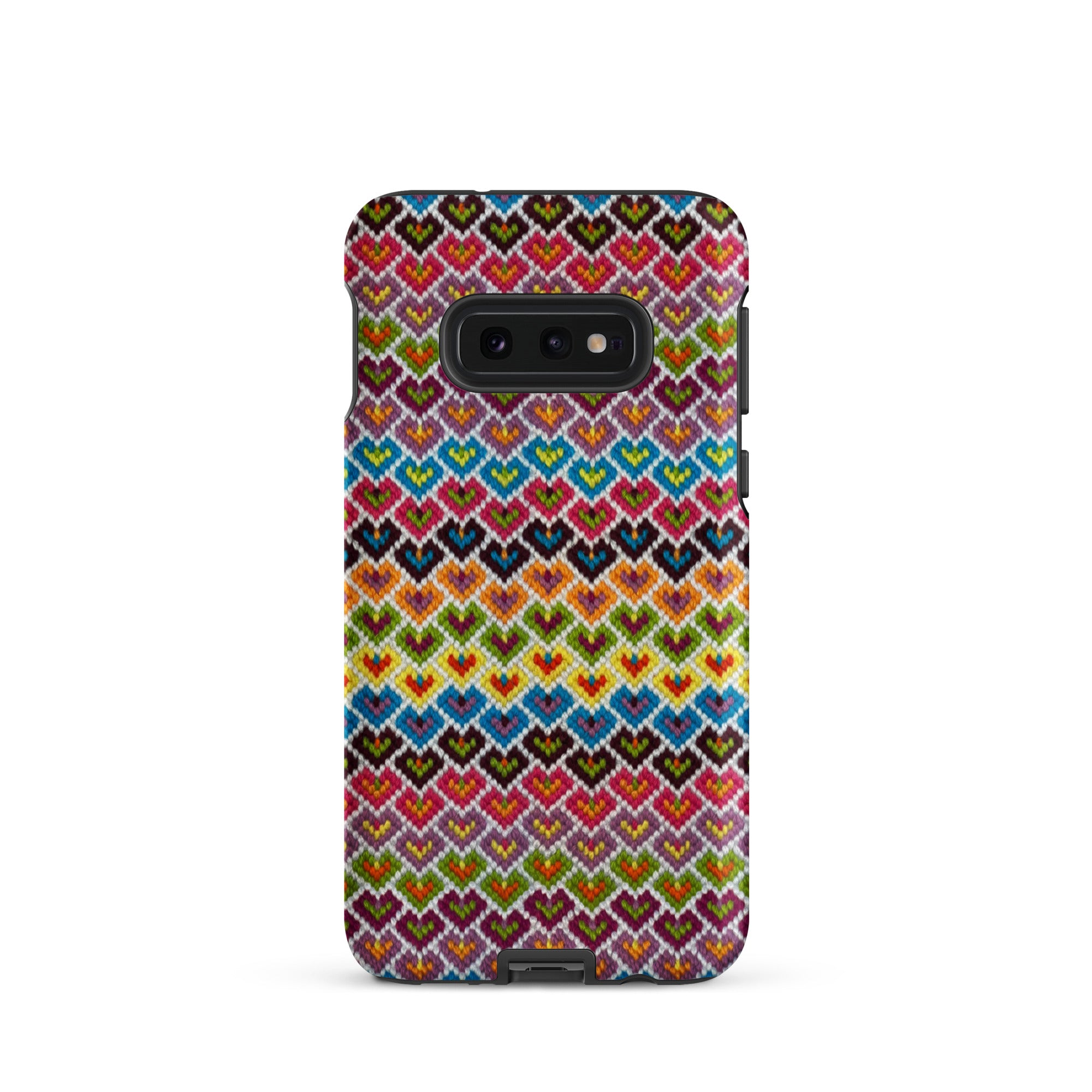 Embroidered candy hearts design Samsung Galaxy s10e phone case