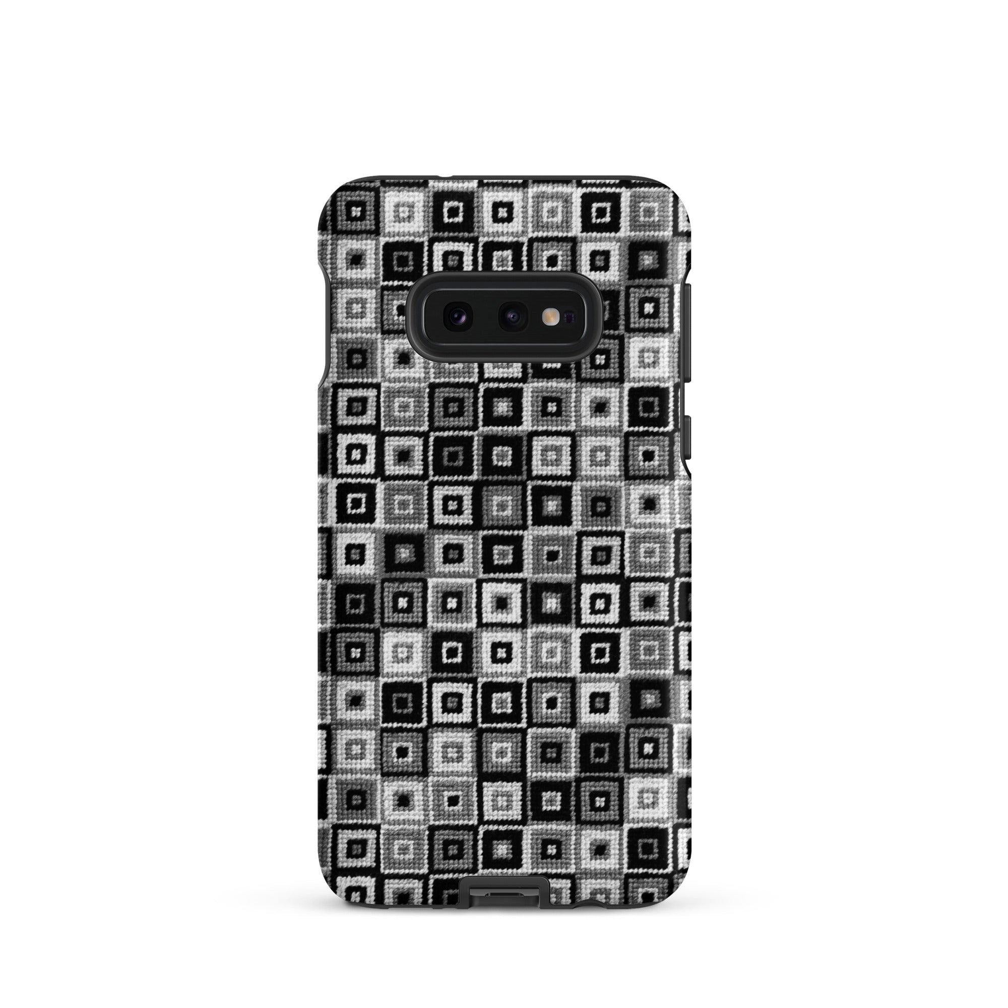 Black and white squares pattern Samsung Galaxy s10e stitched-look phone case
