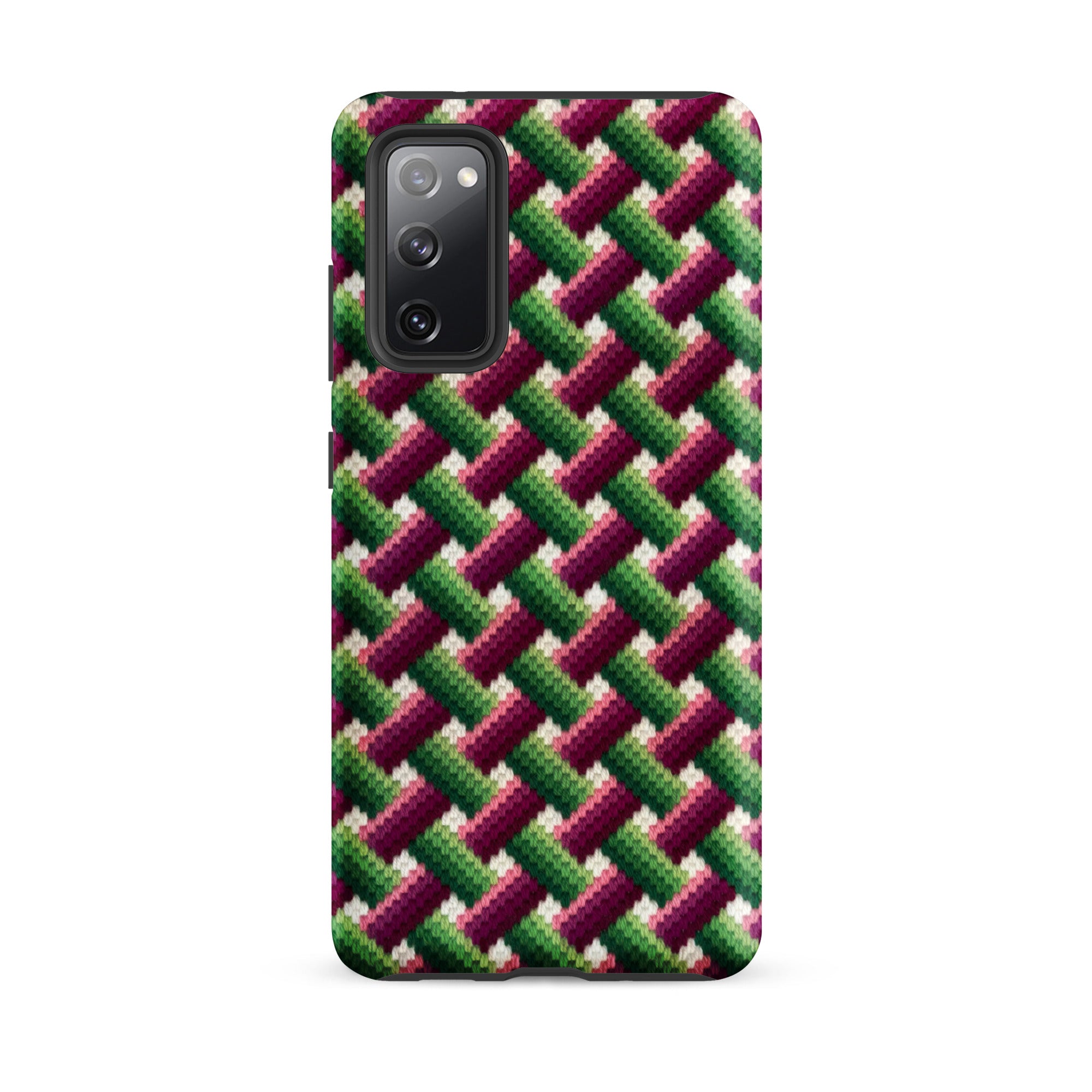 Samsung Galaxy s20 fe case in eye-catching Bargello needlepoint design