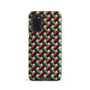 Pink and green basket weave Samsung Galaxy s20 phone case needlepoint-look