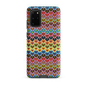 Samsung Galaxy s20 Plus in multicolor needlepoint hearts pattern