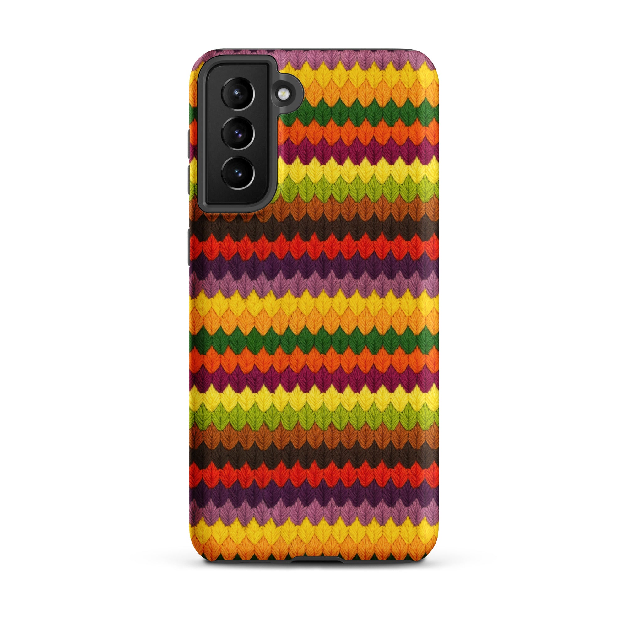 Embroidery-look colorful fall stripe Samsung Galaxy s21 Plus phone case