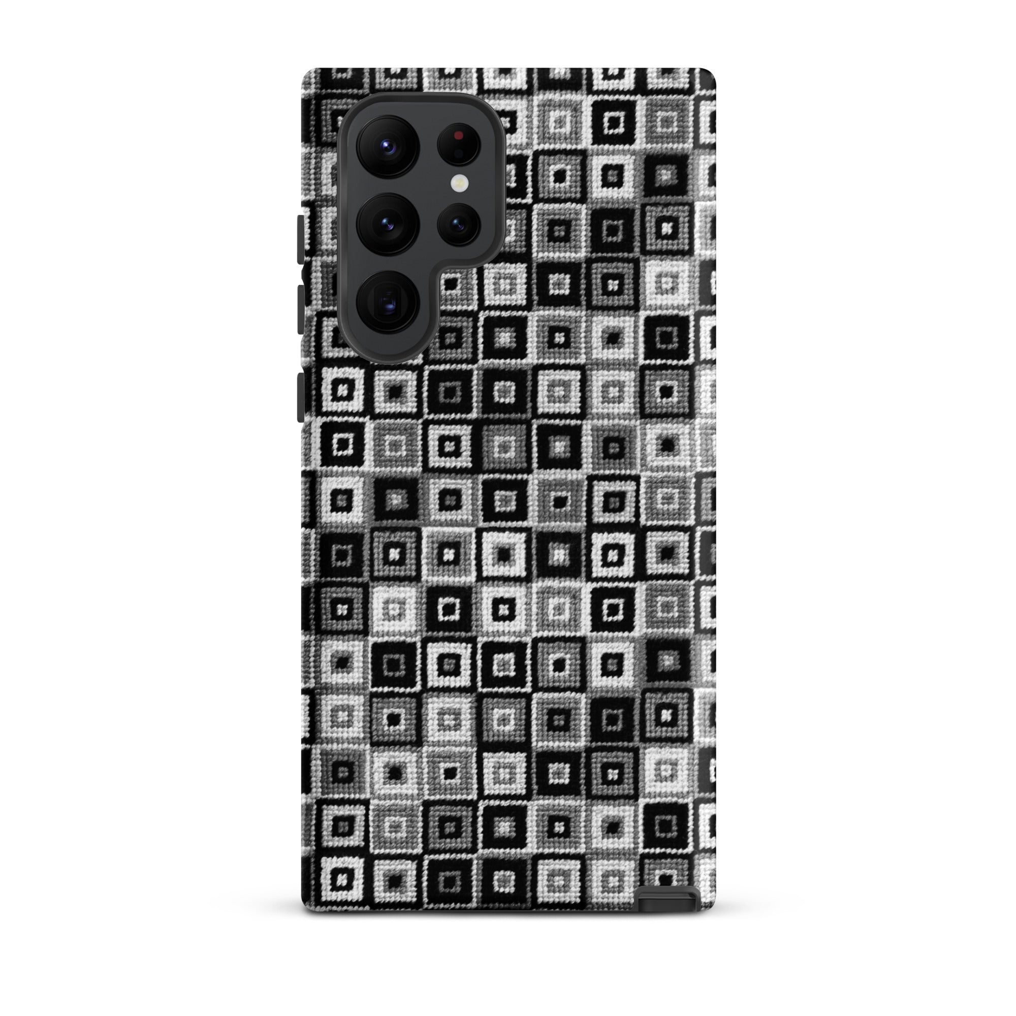 Fun black pattern phone case for Samsung Galaxy s22 Ultra needlepoint squares