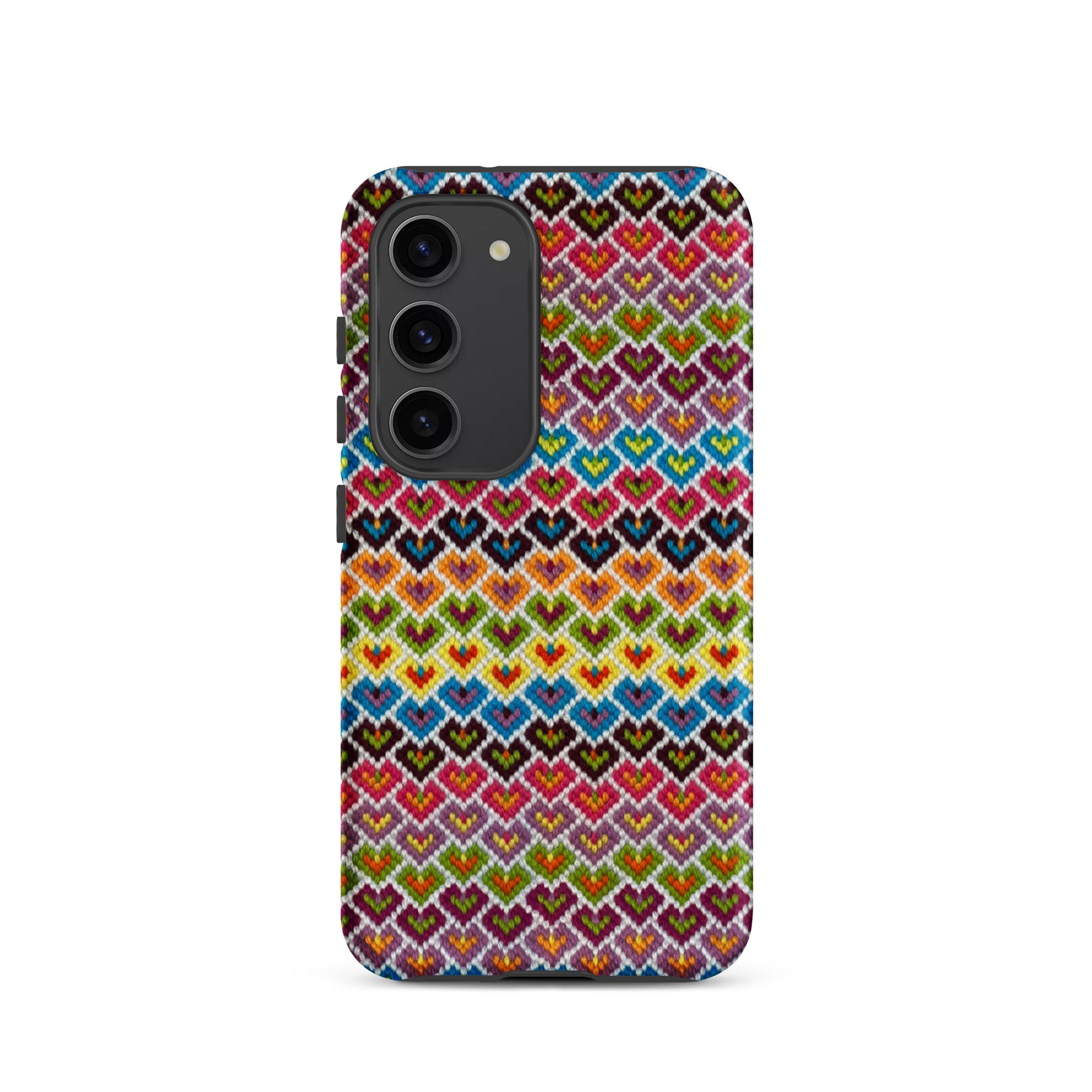 Samsung Galaxy s23 needlepoint hearts phone case