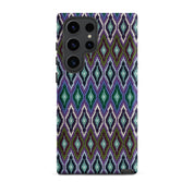 Pretty  blue and purple Samsung Galaxy s23 Ultra phone case needlepoint-look