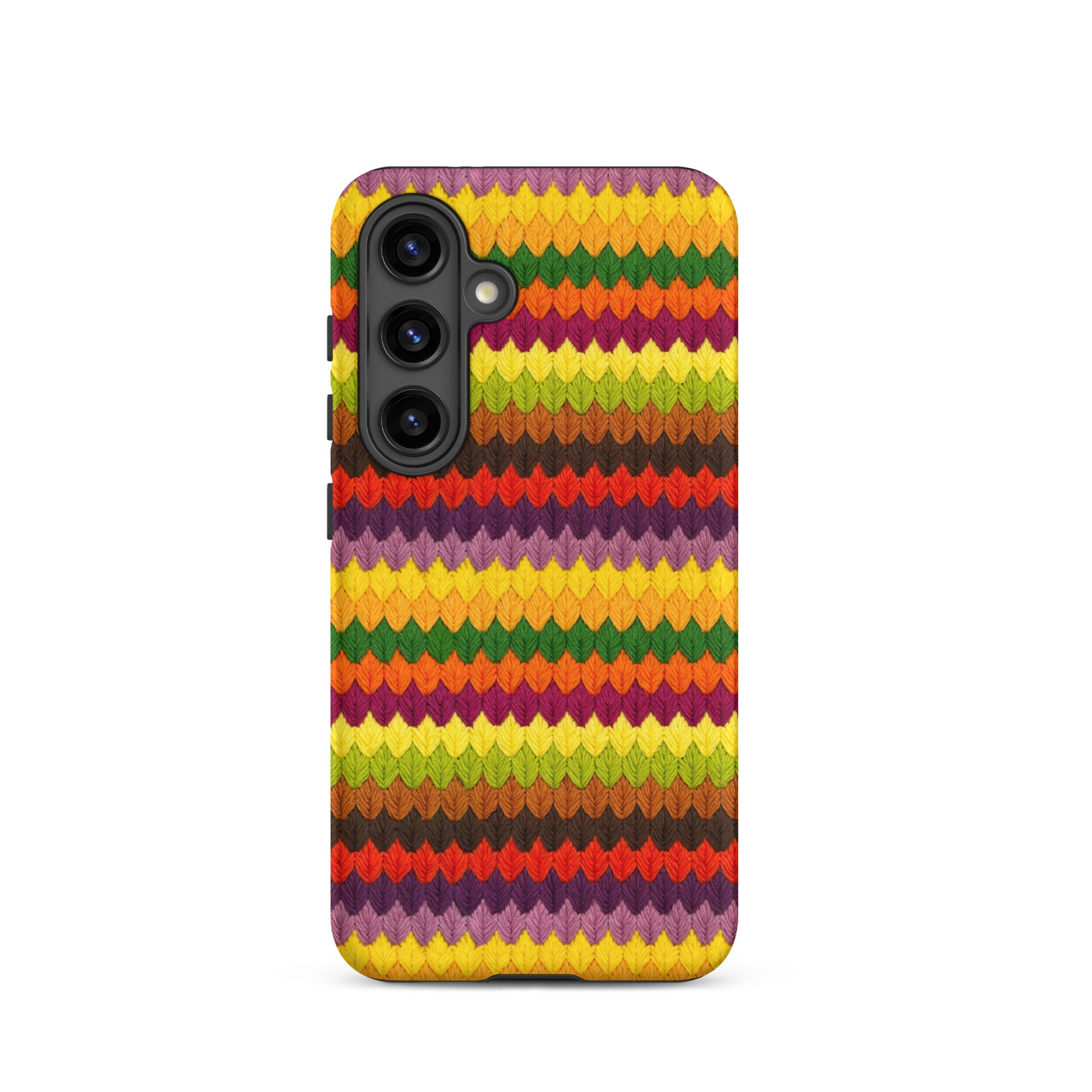 Fall stripe Samsung Galaxy s24 phone case in colorful embroidery design