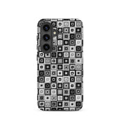 Black modern stitched-look pattern phone case for Samsung Galaxy s24 