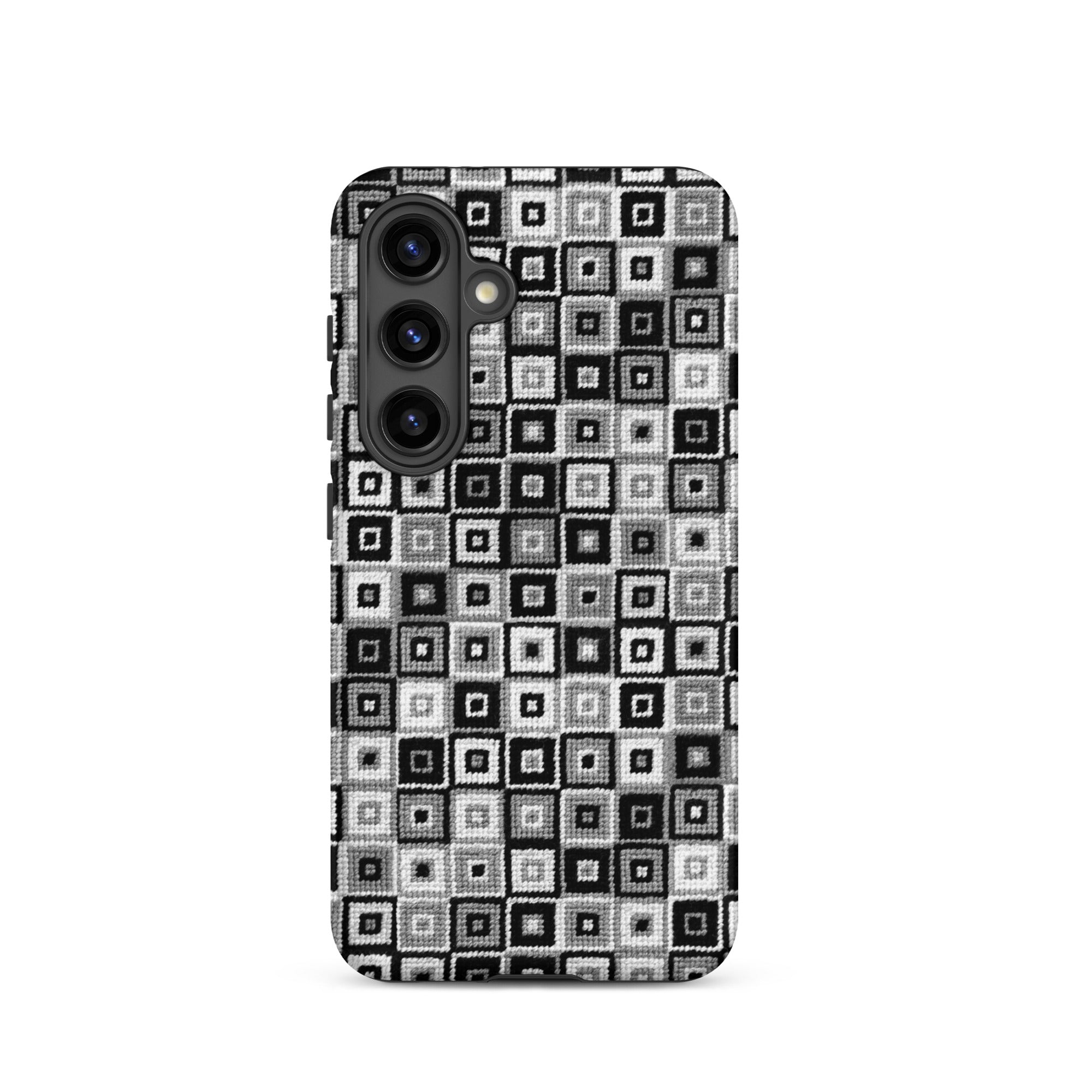 Black modern stitched-look pattern phone case for Samsung Galaxy s24 