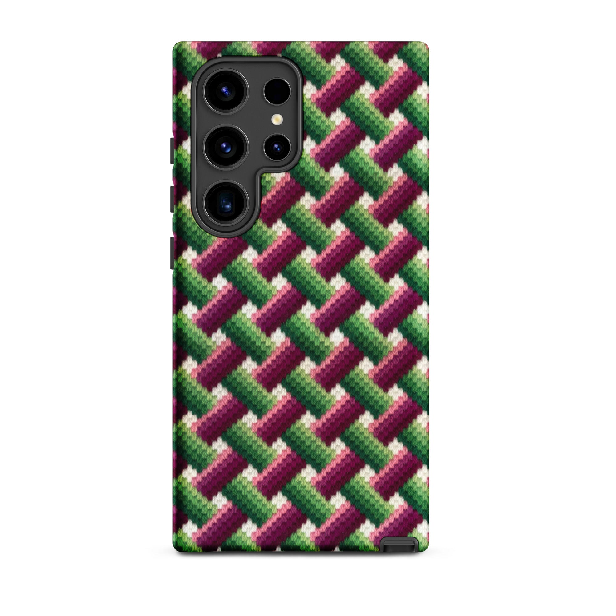 Eye-catching Samsung Galaxy s24 Ultra phone case in needlepoint pattern