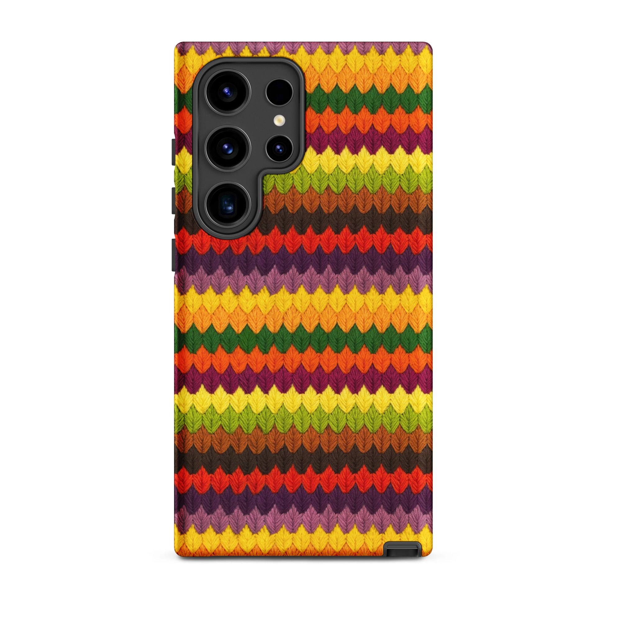 Stripe phone case for Samsung Galaxy s24 Ultra fall leaves embroidery-look